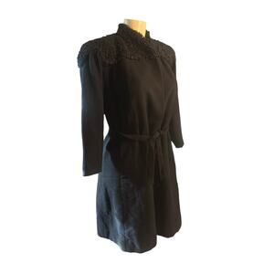 Vintage Women S Printzess Black Printz Peacoat Wool Long Jacket Textured